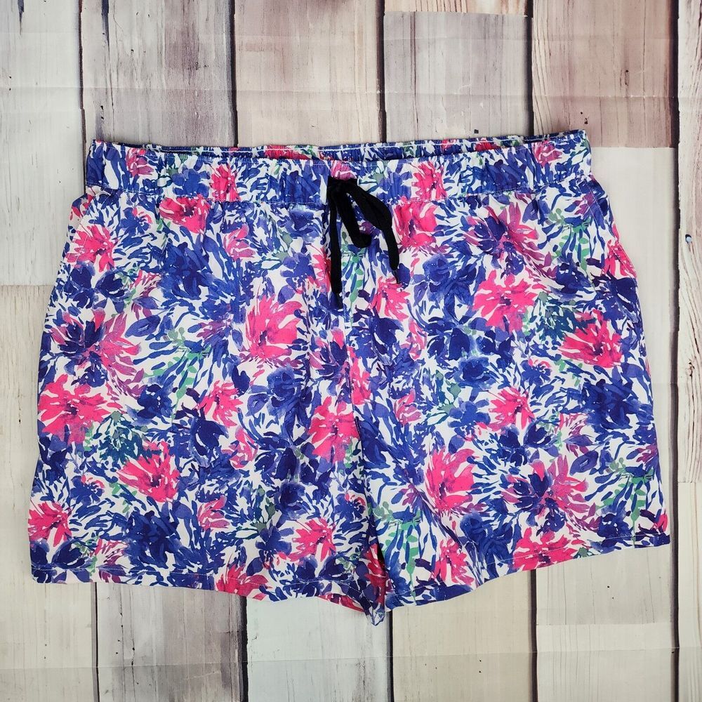 Reel‎ Legends XL Floral Zip Pocket Pink Floral Fish Nautical Swim Shorts Purple